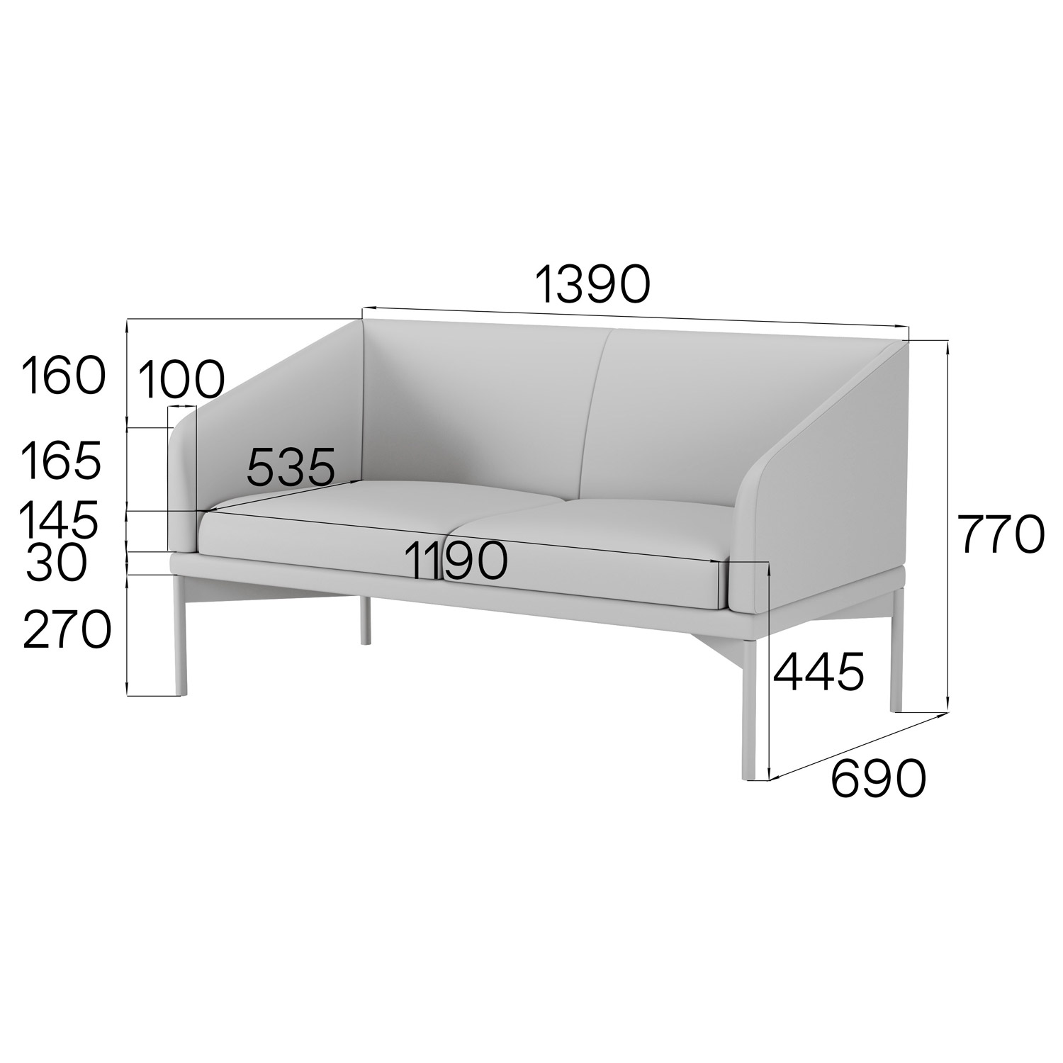 Диван офисный двухместный Дрим ткань