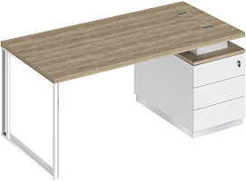 Стол руководителя Bravo БР 103 левый/правый Дуб Гладстоун светлый / Белый премиум / Белый премиум