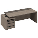 Стол руководителя с тумбой 3-ящичной левый U.RUS РС 119 Дуб Виченца/Лава серая