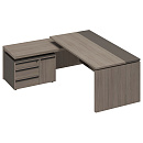 Стол руководителя с брифинг-приставкой боковой левый U.RUS РС 125 Дуб Виченца/Лава серая