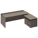 Стол руководителя с брифинг-приставкой боковой правый U.RUS РС 128 Дуб Виченца/Лава серая