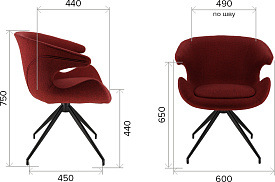 Обеденное кресло Liberty Fabric Ткань бургунди