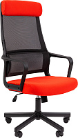 Кресло руководителя Chairman 590 Сетка черная / Ткань красная