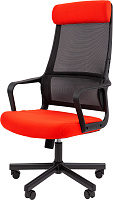 Кресло руководителя Chairman 590 Сетка черная / Ткань красная