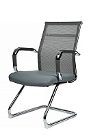 Кресло посетителя RivaChair Art RCH 6017G PU Сетка / Экокожа серая