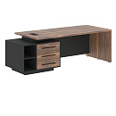 Стол руководителя с тумбой Velion Veneer VRCT 2390(L) Американский орех / Яшма черная Стол руководителя с тумбой Velion Veneer VRCT 2390(L) Американский орех / Яшма черная