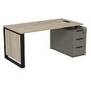 Стол на опорной угловой тумбе Magnetic 15СОЛУ.1608 Okwood/Terra/Черный