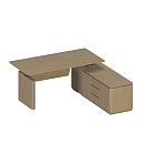 Стол руководителя на опорной тумбе правый ION ИН 137 ГР Дуб Грейдж