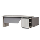 Стол руководителя с опорной тумбой левый Vilas B-119L-01 Сосна Касцина / Кубанит серый 