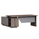 Стол руководителя с опорной тумбой правый Vilas B-119R-01 Дуб Веллингтон Табак / Кубанит серый