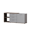 Тумба с тремя ящиками и дверью Vilas B-212 Дуб Веллингтон Табак / Кубанит серый