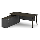 Стол руководителя левый Fresco FR.SR-20 (L) Дуб Темный/Базальт UM/Металл Черный/Нерж. Сталь