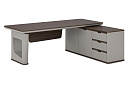Стол руководителя правый Avatar AVT101 Шпон Эвкалипта TA61 / Кожа GREY