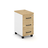 Тумба мобильная 3 ящика Стайл Проджект (Style Project) SN.TM-004 Белый / Тиквуд светлый